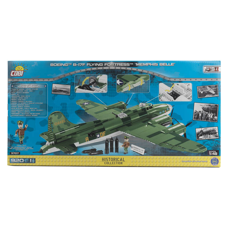 boeing b-17f flying fortress mephis belle scale 1-48 construction set building block model box reverse